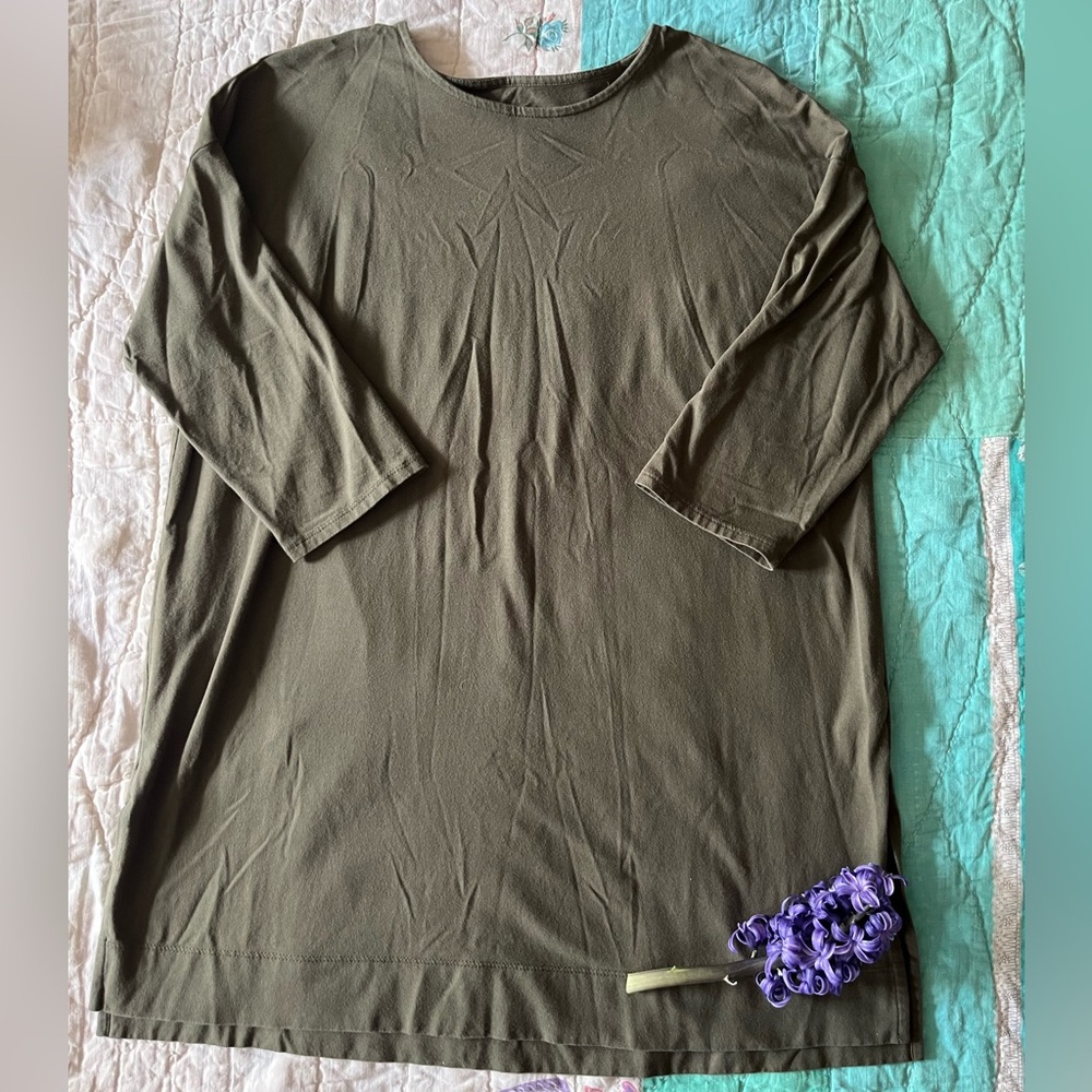 J Jill Olive Green Supima Cotton Ballet Sleeve Tunic